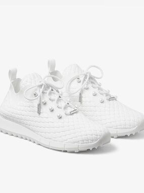 JIMMY CHOO Veles White Textured Knit Trainers